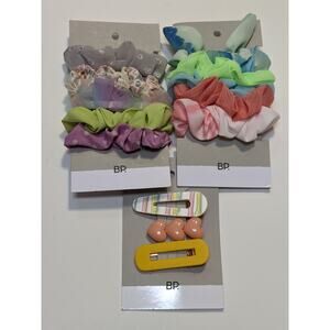 BP 8 Scrunchies 3 Large Clips Spring Pastels Lot of 3 Hair Accessory Sets